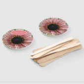 Bleek roze zonnebloem, speciaal gepersonaliseerd handwaaier (Niet-gemonteerd)