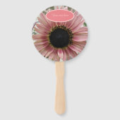 Bleek roze zonnebloem, speciaal gepersonaliseerd handwaaier (Voorkant)