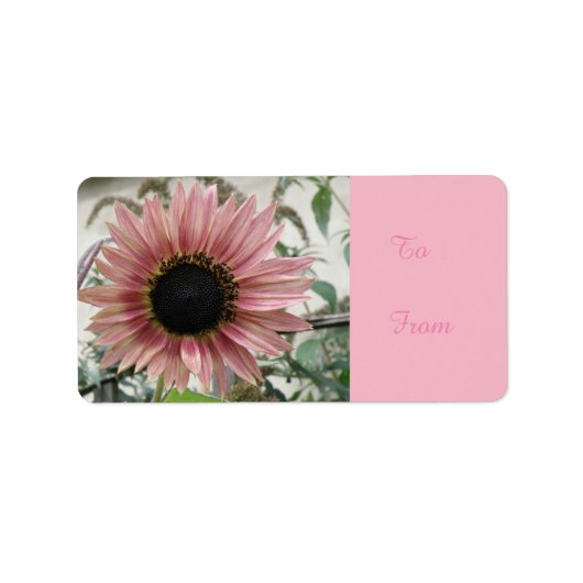 Bleek Roze zonnebloemetiket Label Cadeau (Voorkant)