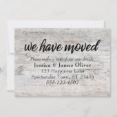 Bleek Rustisch hout "We hebben ons verplaatst"-ins (Voorkant)