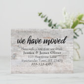 Bleek Rustisch hout "We hebben ons verplaatst"-ins (Staand voorkant)