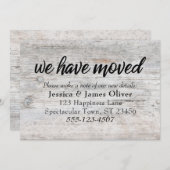 Bleek Rustisch hout "We hebben ons verplaatst"-ins (Voorkant / Achterkant)