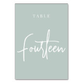Bleek Sage Green Hand Scripted FOURTEEN Kaart (Voorkant)