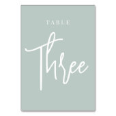 Bleek Sage Green Hand Scripted Table DRIE Kaart (Achterkant)