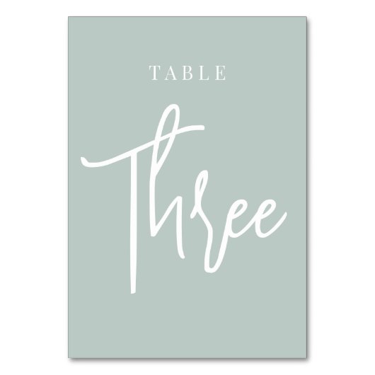Bleek Sage Green Hand Scripted Table DRIE Kaart (Voorkant)