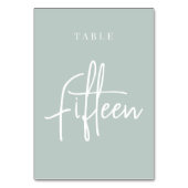 Bleek Sage Green Hand Scripted Table FIFTEEN Kaart (Voorkant)