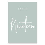 Bleek Sage Green Hand Scripted Table NINETEEN Kaart (Voorkant)