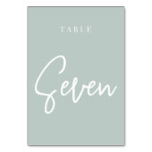 Bleek Sage Green Hand Scripted Table SEVEN Kaart (Voorkant)