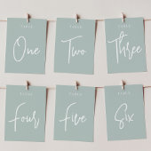 Bleek Sage Green Hand Scripted Table VIER Kaart