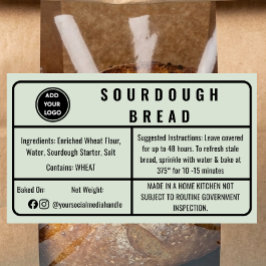 Bleek Saliegroen Cottage Wet Sourdough Brood Etik Rechthoekige Sticker