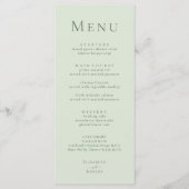 Bleek Saliegroen Modern Minimalistisch Trouwmenu Menu (Voorkant)