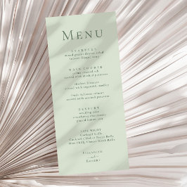 Bleek Saliegroen Modern Minimalistisch Trouwmenu Menu