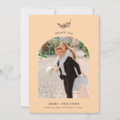 Bleek Sinaasappel | Arch Wedding Foto Hartelijk da Bedankkaart (Voorkant)