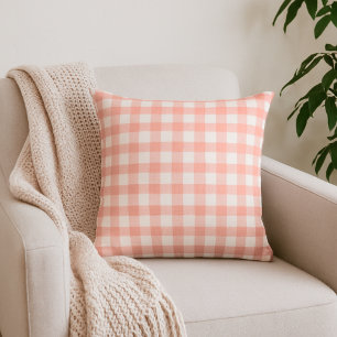 Bleek Sinaasappel Gingham Plaid Sierkussen