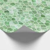 Bleek smaragd en pistache geplaveide patchwork cadeaupapier (Hoek)