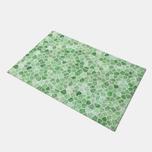 Bleek smaragd en pistache geplaveide patchwork deurmat (Schuin)