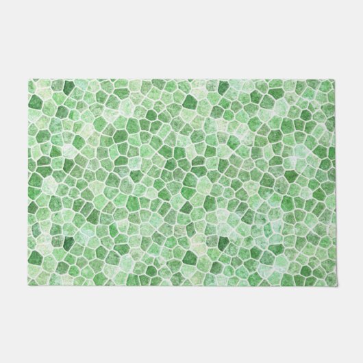 Bleek smaragd en pistache geplaveide patchwork deurmat (Voorkant)