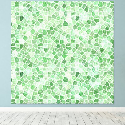Bleek smaragd en pistache gestructureerde patchwor canvas afdruk (Insitu (Houten vloer))