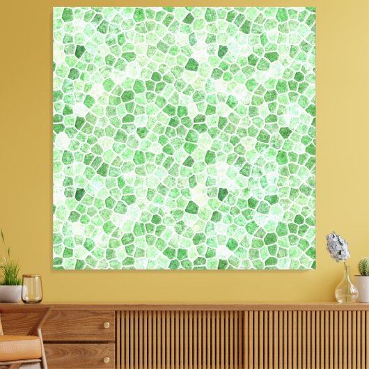 Bleek smaragd en pistache gestructureerde patchwor canvas afdruk (Insitu (Woonkamer))