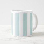 Bleek Teal en Witte Verticale Strepen Grote Koffiekop (Voorkant rechts)