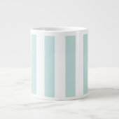 Bleek Teal en Witte Verticale Strepen Grote Koffiekop (Voorkant)