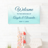 Bleek Turquoise en White Ombre Wedding Spandoek (Insitu)