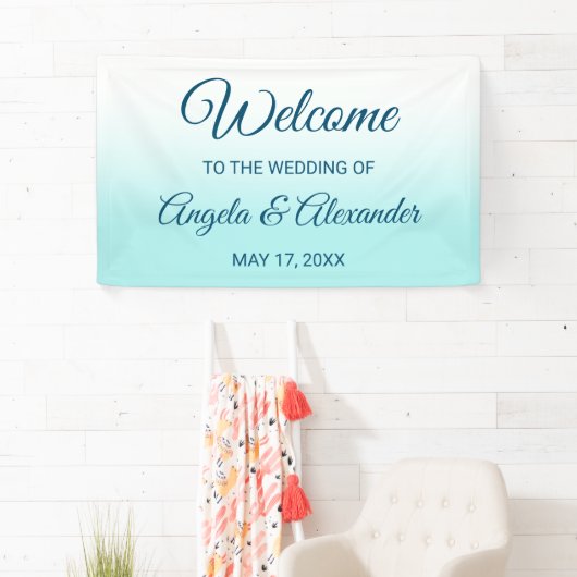 Bleek Turquoise en White Ombre Wedding Spandoek (Insitu)