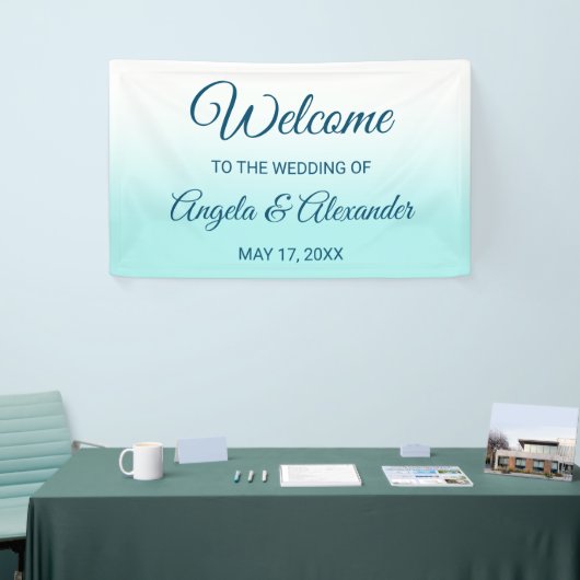 Bleek Turquoise en White Ombre Wedding Spandoek (Beurs)