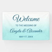 Bleek Turquoise en White Ombre Wedding Spandoek (Horizontaal)