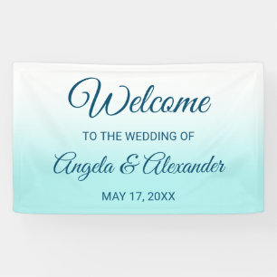 Bleek Turquoise en White Ombre Wedding Spandoek
