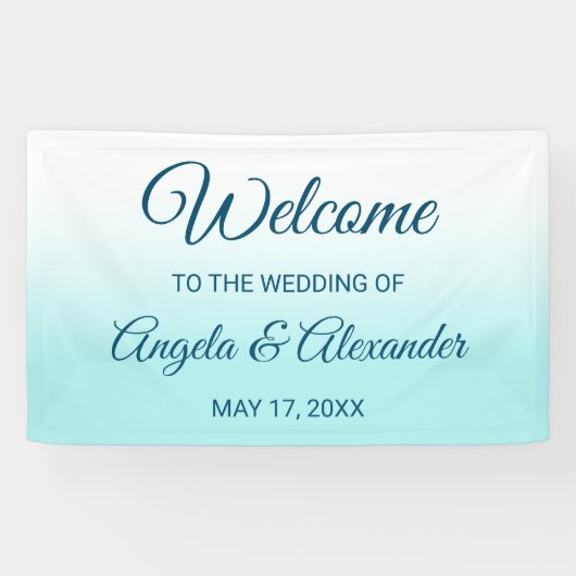 Bleek Turquoise en White Ombre Wedding Spandoek (Horizontaal)
