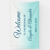 Bleek Turquoise en White Ombre Wedding Spandoek (Verticaal)