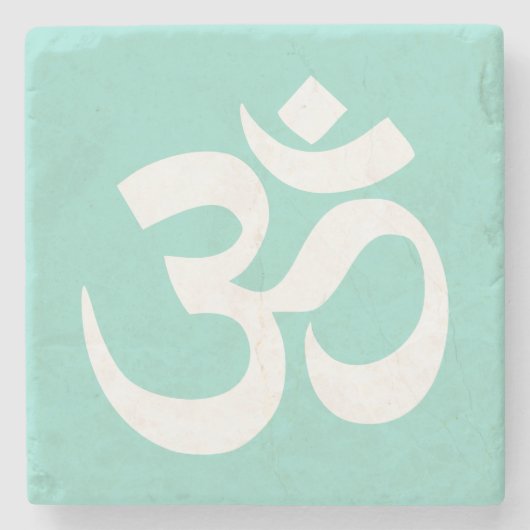 Bleek Turquoise en Witte Om Symbool Stenen Onderzetter (Voorkant)