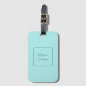 Bleek Turquoise Minimalistische Aangepaste Naam Bagagelabel (Voorkant (verticaal))