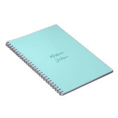 Bleek Turquoise Minimalistische Aangepaste Naam Notitieboek (Rechterzijde)