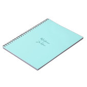 Bleek Turquoise Minimalistische Aangepaste Naam Notitieboek (Linkerzijde)