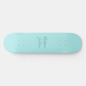 Bleek Turquoise Minimalistische Aangepaste Naam Persoonlijk Skateboard (Horizontaal)
