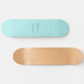 Bleek Turquoise Minimalistische Aangepaste Naam Persoonlijk Skateboard (Horizontaal)