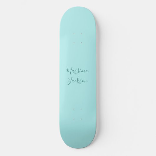 Bleek Turquoise Minimalistische Aangepaste Naam Persoonlijk Skateboard (Voorkant)