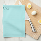 Bleek Turquoise Minimalistische Aangepaste Naam Theedoek (Quarter Fold)