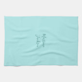 Bleek Turquoise Minimalistische Aangepaste Naam Theedoek (Horizontaal)