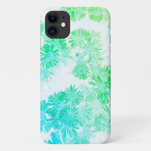 Bleek Turquoise Pastel Wild Flowers iPhone 11 Hoes (Achterkant)