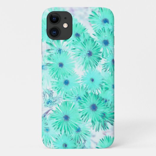 Bleek Turquoise Pastel Wild Flowers iPhone 11 Hoes (Achterkant)