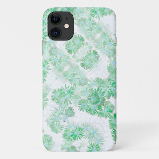 Bleek Turquoise Pastel Wild Flowers iPhone 11 Hoes (Achterkant)