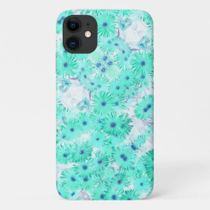 Bleek Turquoise Pastel Wild Flowers iPhone 11 Hoes