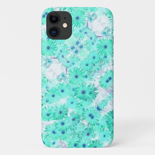 Bleek Turquoise Pastel Wild Flowers iPhone 11 Hoes (Achterkant)