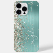 Bleek Turquoise Platinum Glittery Glam Signature Case-Mate iPhone Case (Achterkant)