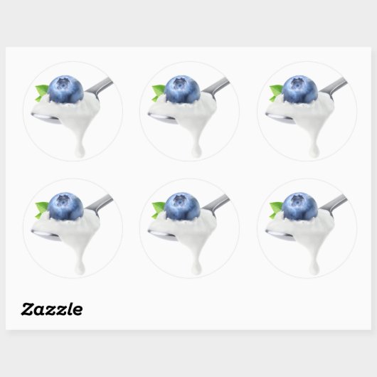 Bleek van blauwbessenyoghurt ronde sticker (Vel)