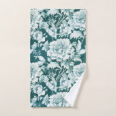 Bleek wit/blauw herhalend roospatroon  bad handdoek (Handdoek)