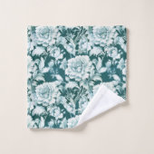 Bleek wit/blauw herhalend roospatroon  bad handdoek (Wasdoekje)